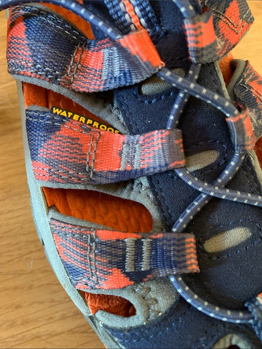 Keen Navy and Orange Kids Closed-Toe Hiking Sandals